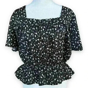 Jon & Anna Floral Peplum Blouse Size L